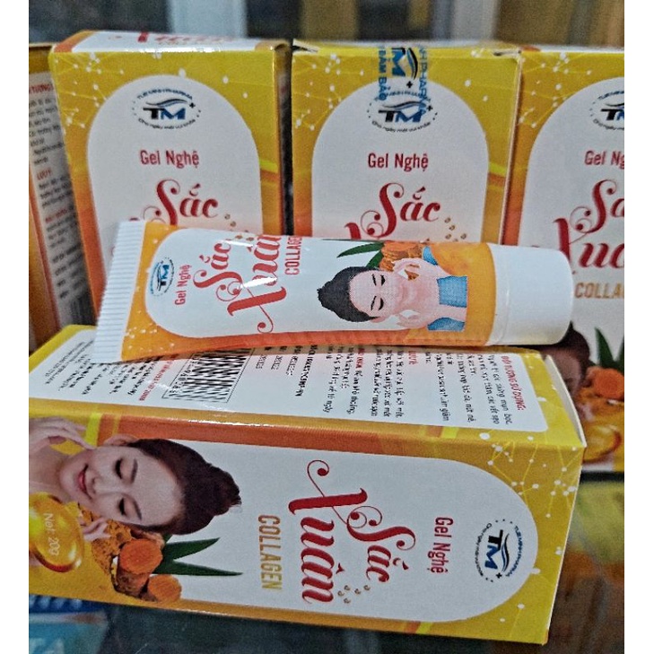 Gel Nghệ Sắc Xuân Collagen , Mờ Sẹo ,Hết Thâm, Dưỡng Ẩm Da,Làm Mềm Da Tuýp 20g