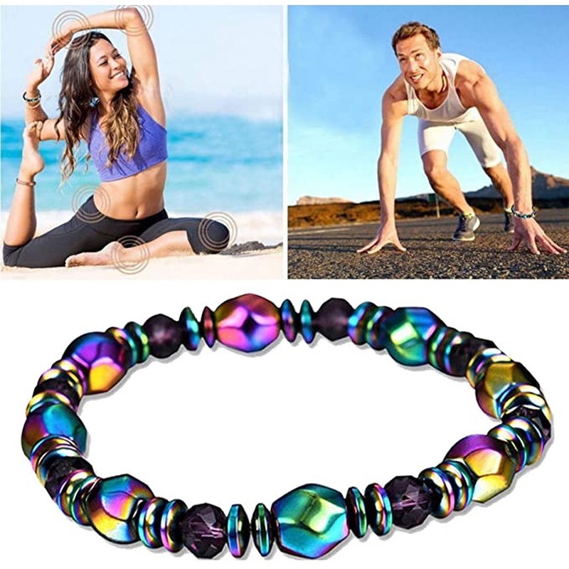 1 Vòng Tay Đá Hematite Màu Đen Từ Tính Chăm Sóc Sức Khỏe
