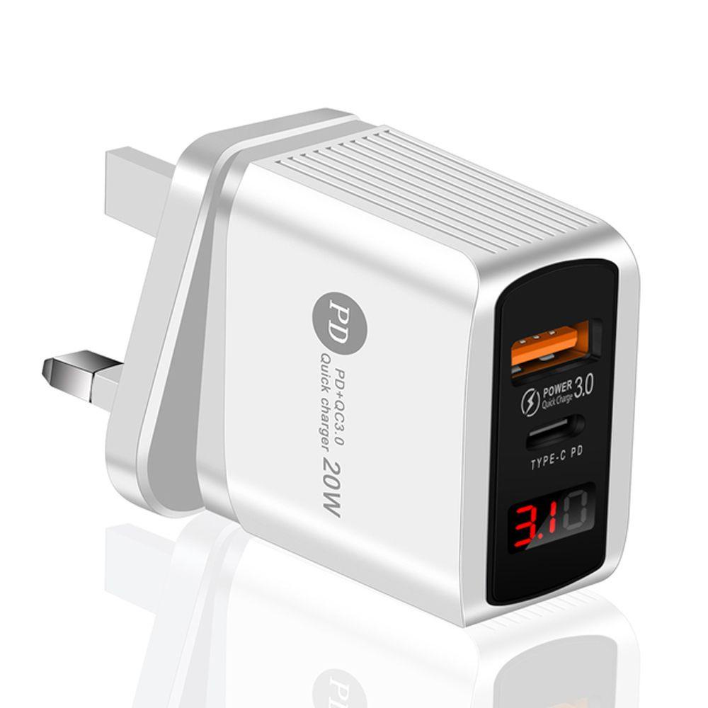 Ổ Cắm Sạc Nhanh Tích Hợp Đèn LED 20W Cho Điện Thoại TAYLOR1 Phích Cắm US / EU / UK