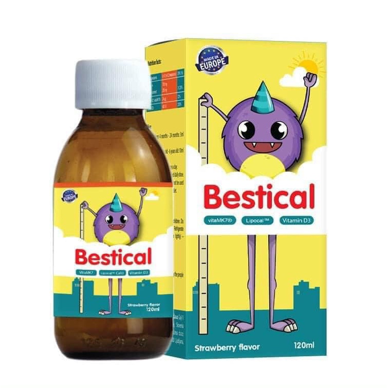 Combo 2 lọ Siro Bestical bổ sung calci vitamin d3.vitamin k2 giúp bé phát triển chiều cao