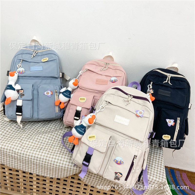 Balo đi học thời trang Balo ulzzang TÚI HỘP học sinh phong cách Hàn Quốc cao cấp chống nước bán kèm gấu bông BLHS3