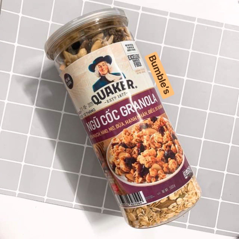 NGŨ CỐC GRANOLA ÔNG GIÀ QUAKER SIMPLY GRANOLA 500gr- Ngũ cốc ăn kiêng Mỹ, ăn liền thơm ngon, mix loại hạt và mật