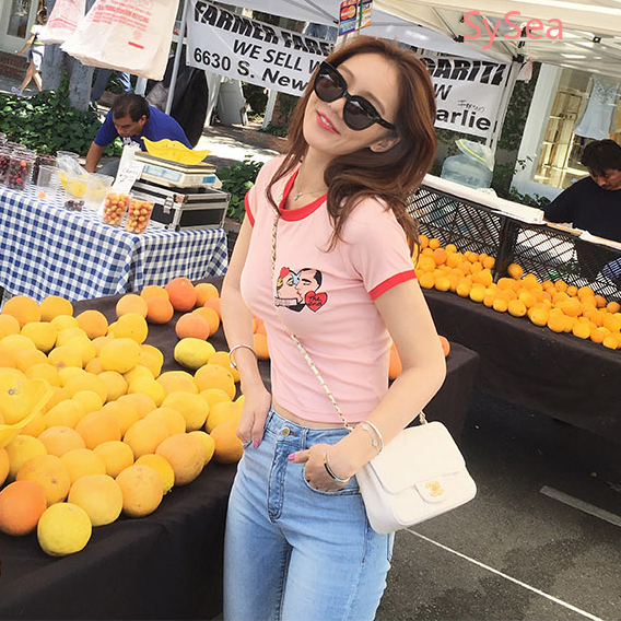 Áo thun tay ngắn in họa tiết hoạt hình thời trang mùa hè cho nữ