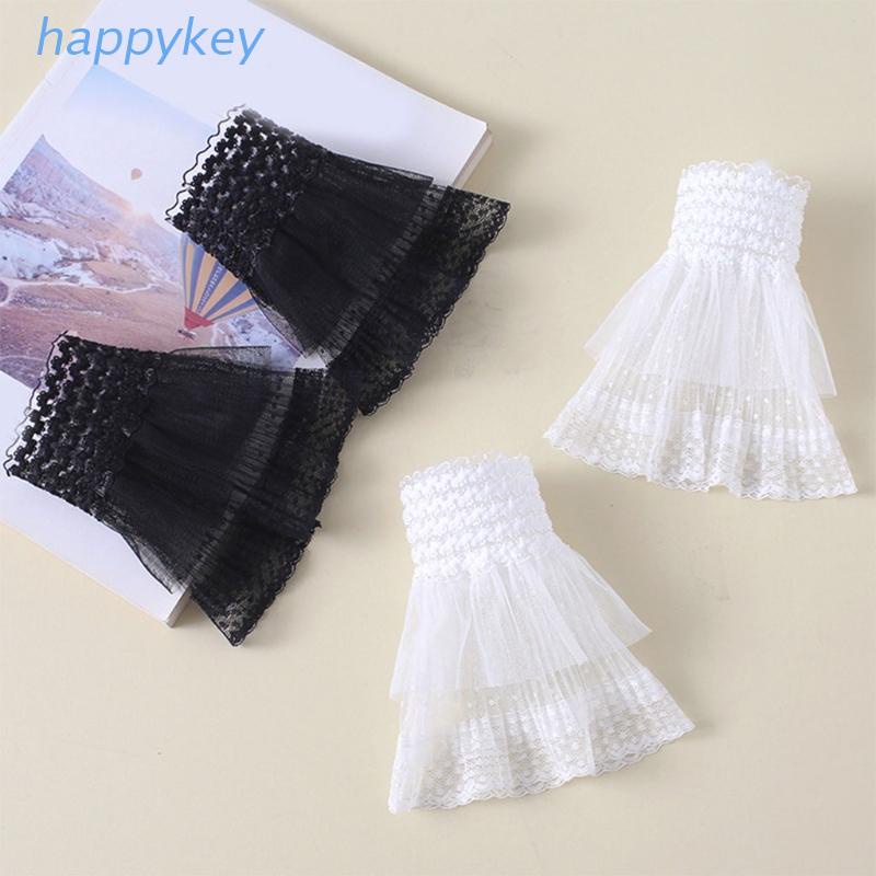1 Cặp Găng Tay Xếp Ly Phối Ren Giả Ống Loe Hai Lớp Phong Cách Hàn Quốc Cho Nữ | BigBuy360 - bigbuy360.vn