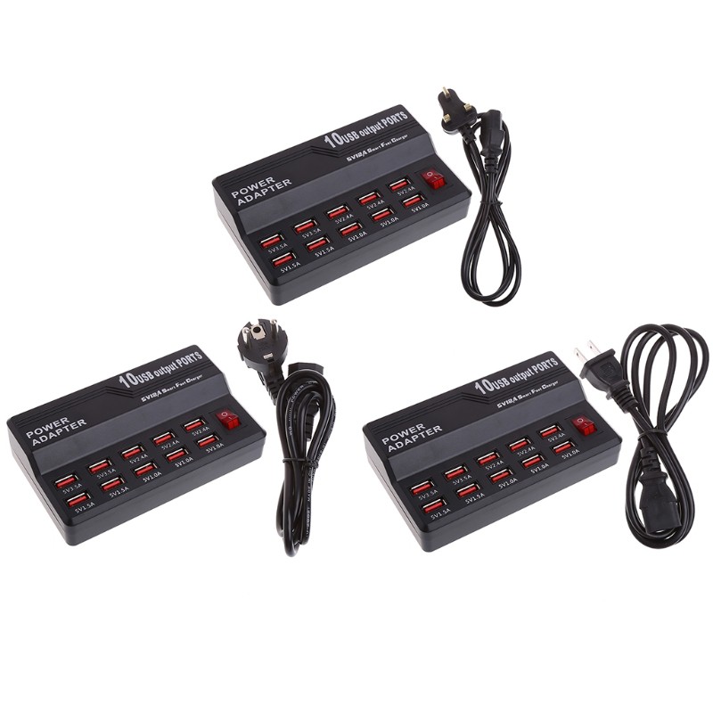 Ổ cắm sạc 10 cổng USB tiện lợi khi đi du lịch