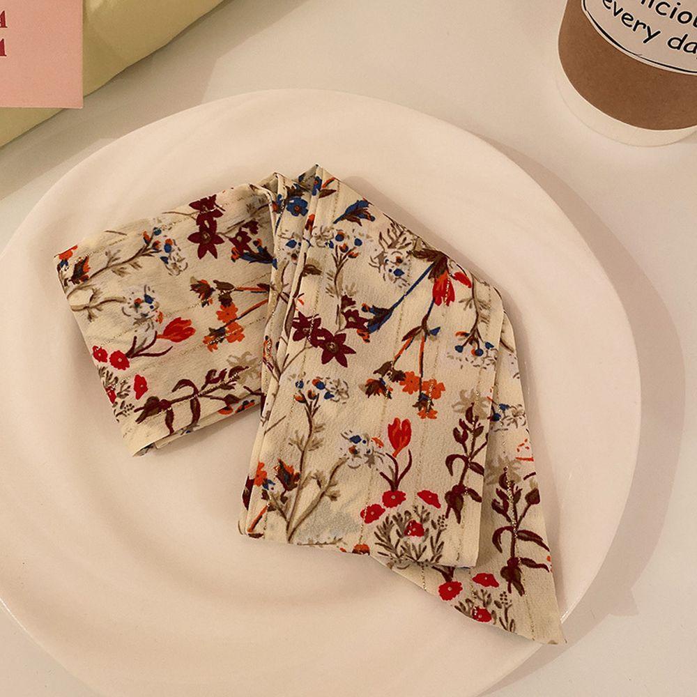 Dây Cột Tóc Cao Su Co Giãn Bọc Vải Lụa Họa Tiết Hoa Thanh Lịch Cho Nữ WMES15H