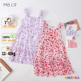 Váy bé gái L9 hai dây họa tiết hoa nhí cực yêu size đại từ12-43kg