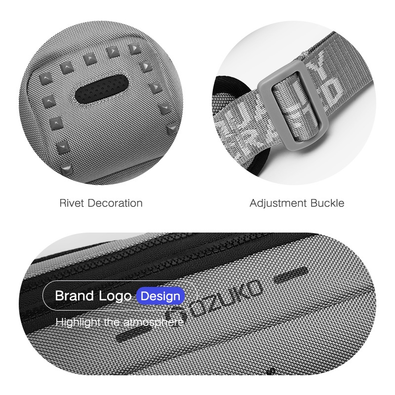 Túi đeo chéo OZUKO chống trộm có cổng sạc USB thời trang cho nam