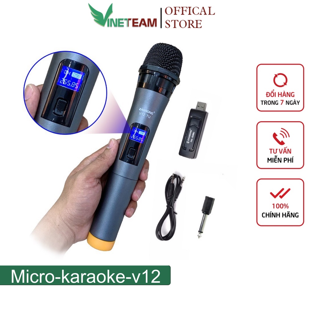 MICRO KHÔNG DÂY ĐA NĂNG Vinetteam ZANSONG v10 / V12 MÀN HÌNH LED Kết Nối Loa Kéo - Bảo Hành 6 Tháng