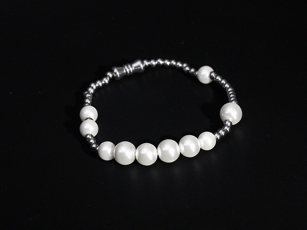 Vòng Tay Đính Ngọc Trai Chất Liệu Thép Titan Phong Cách Hiphop