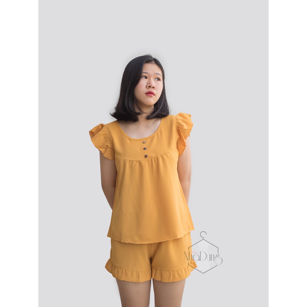 Đồ bộ nữ mặc nhà, đồ ngủ nữ có tay cánh tiên vãi đũi không nhăn 3 nút Nhã Dung Store 2 dưới 60kg