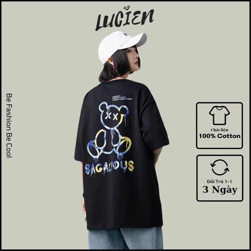 Áo phông unisex form rộng Sagacious chất liệu cotton cho nam nữ, Áo thun tay lỡ phong cách Ulzzang Lucien Official | BigBuy360 - bigbuy360.vn