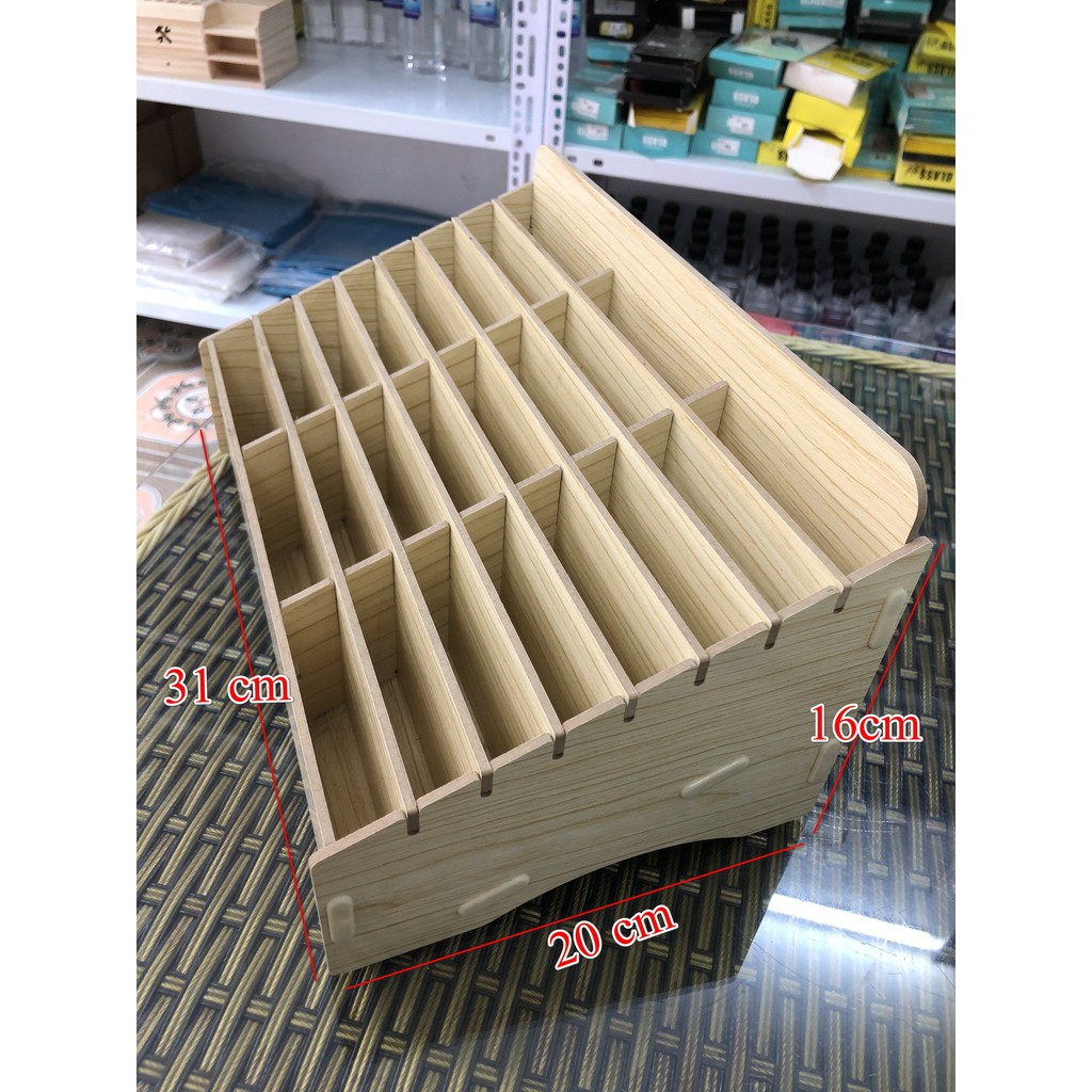 Khay gỗ để đồ 24 ngăn kích thước 31x20x16cm