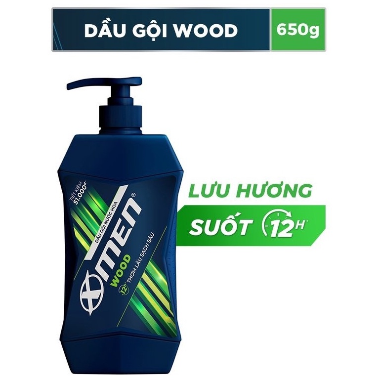 Dầu Gội nước hoa XMen Wood sạch sâu thơm lâu 650gr