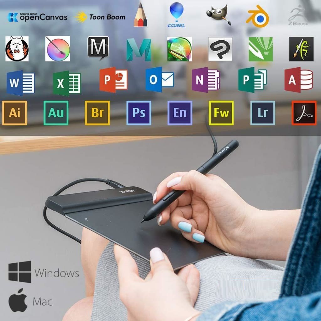 Bảng vẽ máy tính XP-Pen G640 - Bảng vẽ đồ họa XP Pen G640 kèm bút vẽ không cần pin và 20 ngòi dự phòng