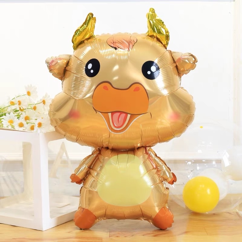 Bóng trâu vàng size đại 80cm trang trí sinh nhật thôi nôi tuổi con trâu trang trí sinh nhật bé trai bé gái