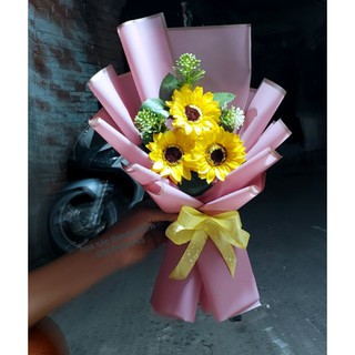 BÓ HOA  Hướng dương SÁP 3 BÔNG .CÁCH BÓ ĐẸP .SANG TRỌNG .DÙNG TẶNG NGƯỜI THÂN YÊU