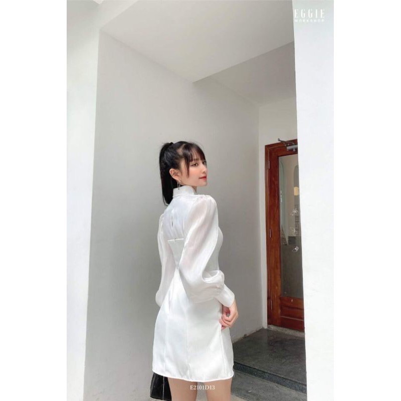 Đầm Dự Tiệc Phối cổ OGANZA tay phồng | BigBuy360 - bigbuy360.vn