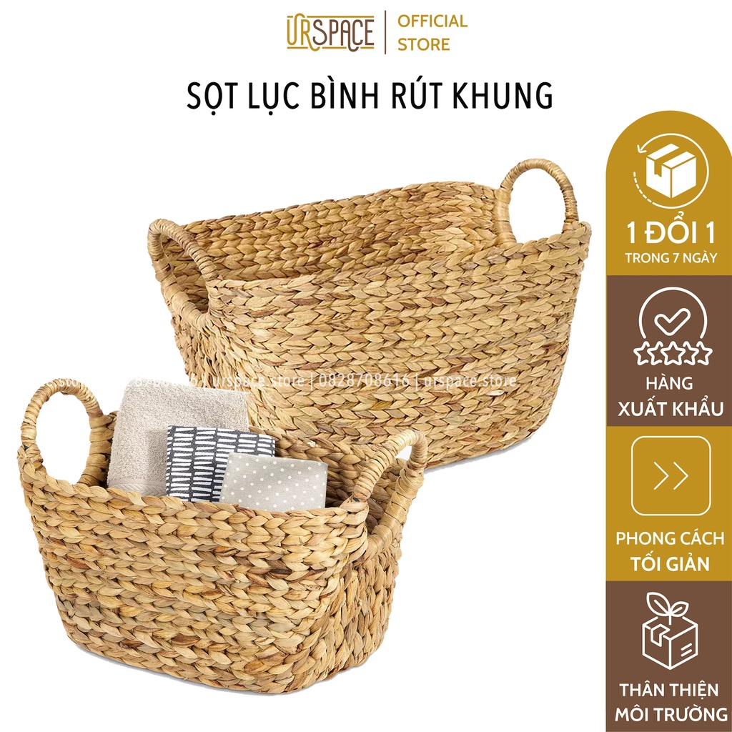 Giỏ lục bình (cói) hình thuyền đựng quần áo, sách báo Ur Space/ Hand woven hyacinth boat basket with hand