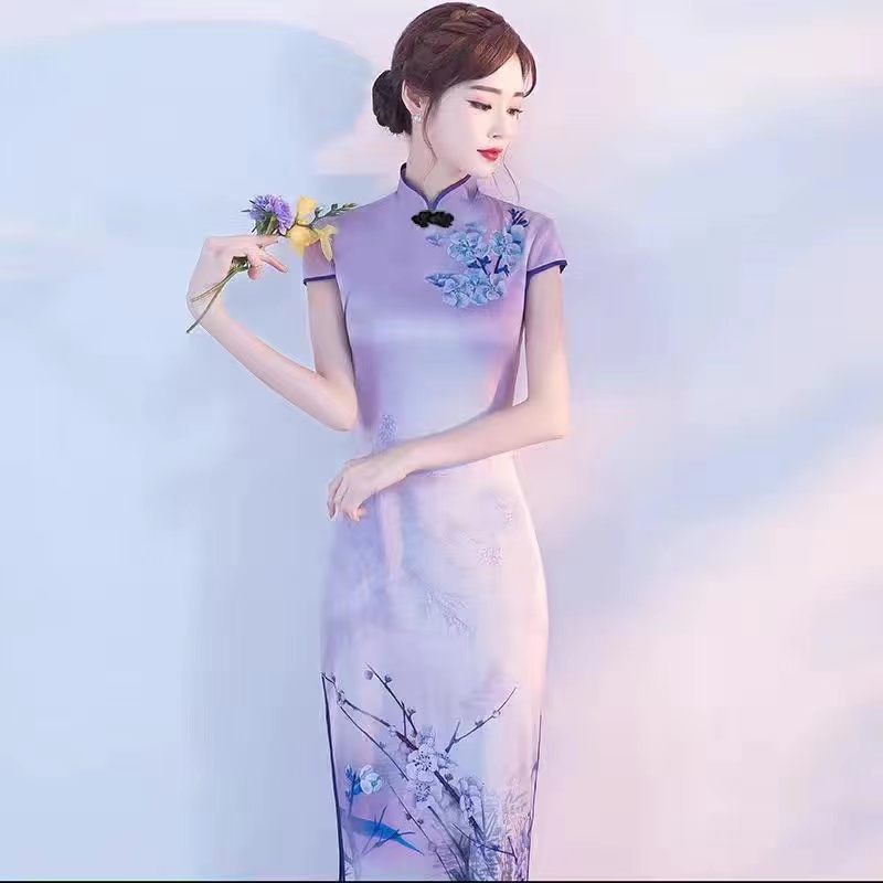 Sườn Xám Cách Tân Dáng Dài Phong Cách Thượng Hải Thời Trang Mới 2022 Cho Nữ