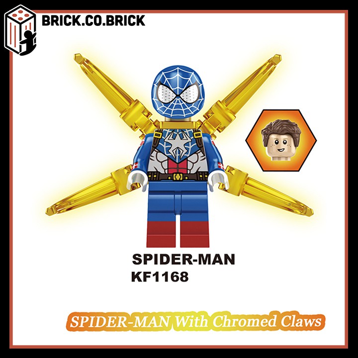 Non Lego Spider Man mạ vàng siêu bóng loáng Super Hero Đồ Chơi Lắp Ráp Mô Hình Minifigure Siêu Anh Hùng Marvels KF6090