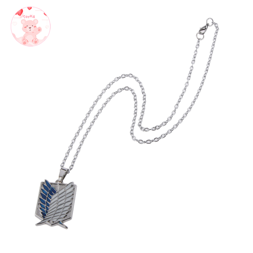 [whbadguy]Anime Attack On Titan Shingeki no Kyojin Badge Pendant Necklace Gift Blue