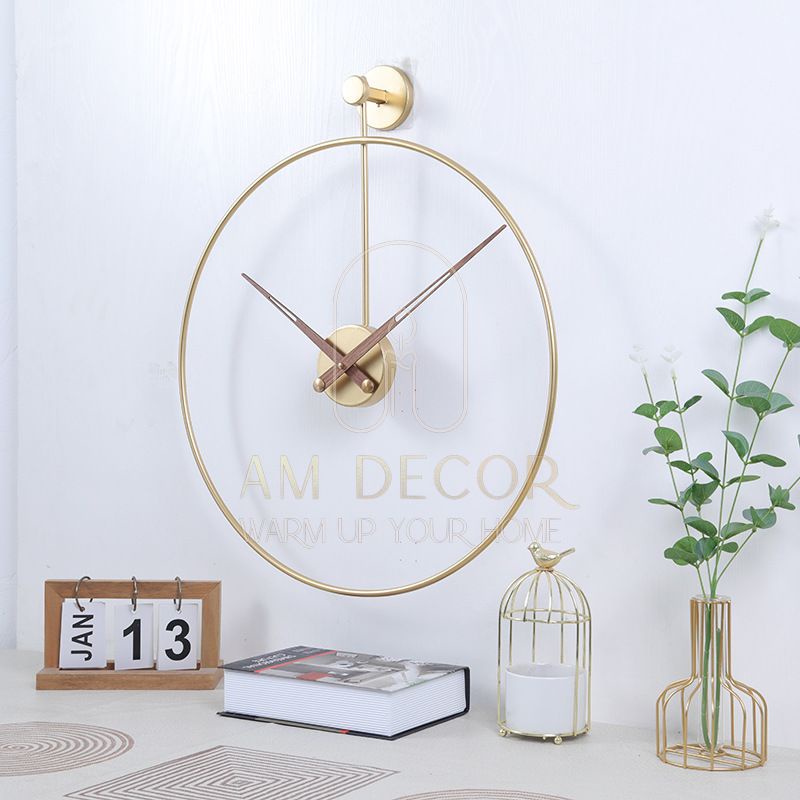 Đồng hồ treo tường tối giản phong cách Bắc Âu sắt rèn quả lắc nội thất decor trang trí phòng khách sang trọng - AM Decor