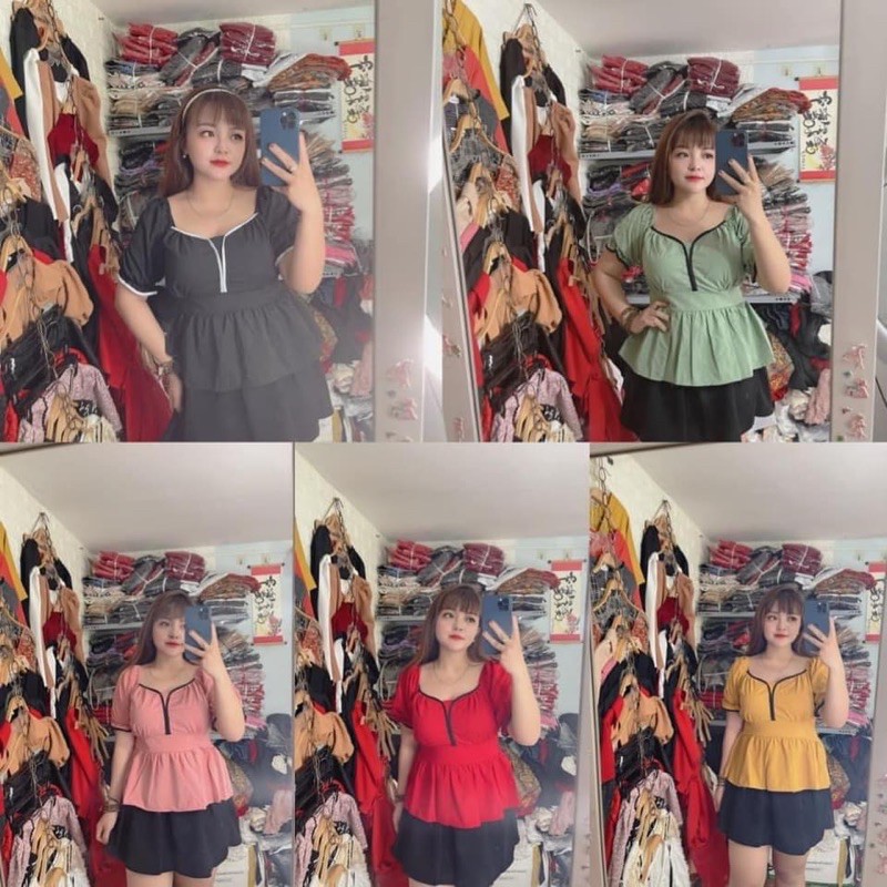 Áo peplum cổ v  bigsize 𝐹𝑈𝐿𝐿 𝑆𝐼𝑍𝐸 𝐿𝑋𝐿𝑋𝑋𝐿( kèm hình thật sản phẩm )