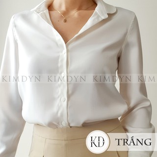 Áo sơ mi nữ lụa satin cổ điển sang trọng KimDyn [KDASM01]