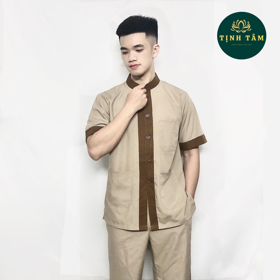 Bộ Đi Chùa Nam Cao Cấp Lịch Sự Chất Vải Dày Dặn Mềm Mịn Mặc Rất Mát Và Thoải Mái