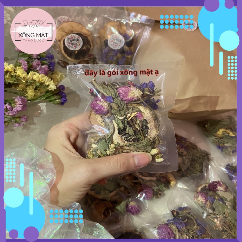 [SALE] Set Mix 10 gói Xông mặt thảo dược thải độc - đẹp da + 10 gói trà Detox hoa quả sấy khô - giảm cân
