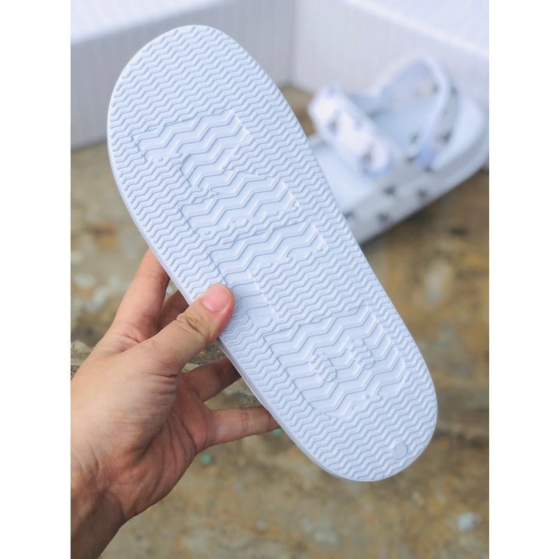Giày Sandal 𝐌𝐋𝐁 ❤️FREESHIP + Hộp + Lùi 1 size❤️ xăng đan mlb LA thể thao nam nữ, quai in nét, đế bền và bám màu Trắng