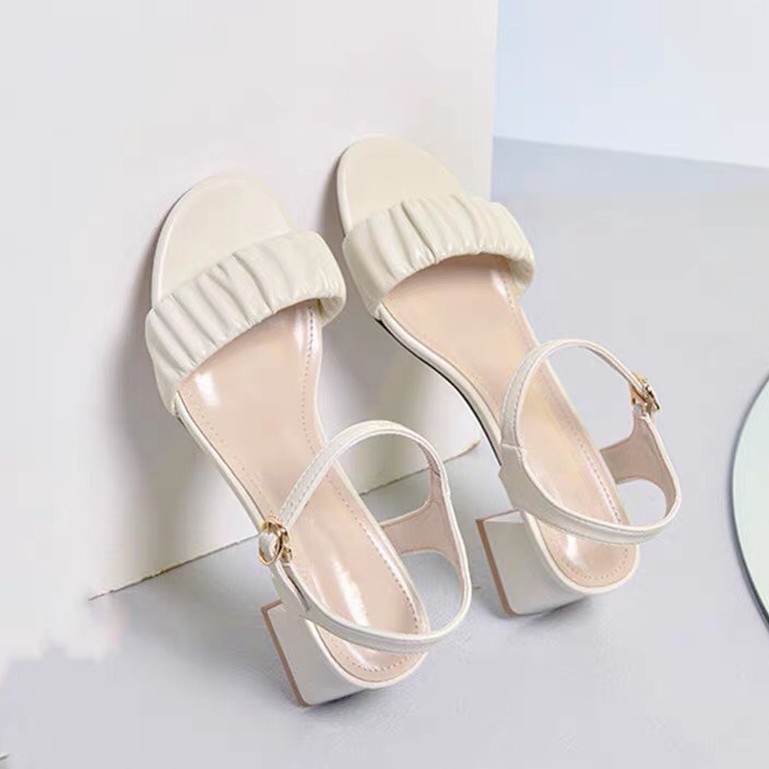 Giày Sandal Cao Gót 5p Phối Xếp Ly Xinh Xắn mã C10