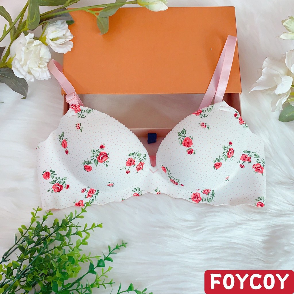 ÁO NGỰC SU THÔNG HƠI HỌA TIẾT BÔNG HỒNG NHỎ QUẢ NGANG