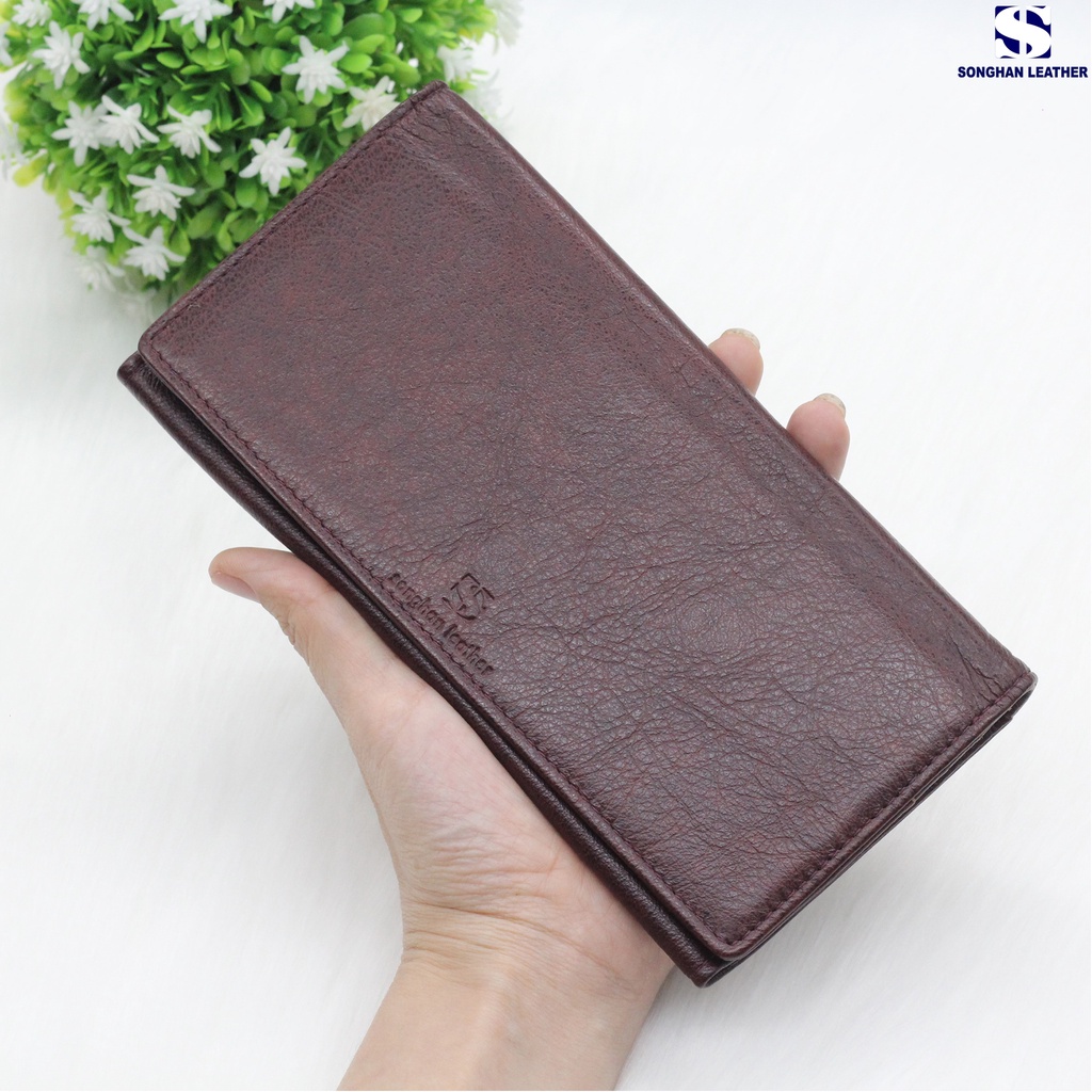 Ví Nữ Dài Cầm Tay Da Bò Songhan Leather VNO11.Bóp Nữ Gập Đôi Nhiều Ngăn Tiện Lợi.Bảo Hành 12 Tháng