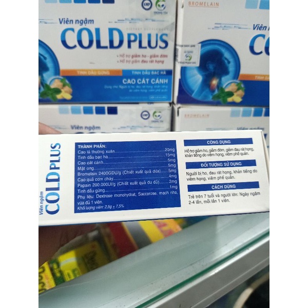 Viên ngậm ho Cold Plus - Hỗ trợ giảm ho,khản tiếng,giảm đau rát họng