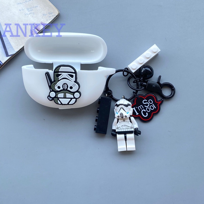 Oppo Enco Air / Air 2 / Free 2 2i / X Earphone Silicone Case Star Wars Black Earbuds Waterproof Shockproof Case Soft Protective Case Headphone Cover Headset Skin with Hook