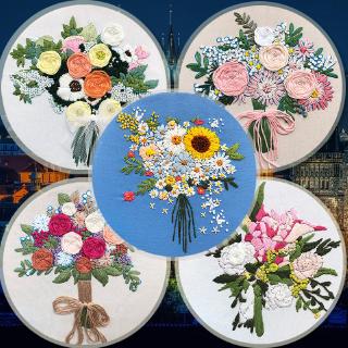 Embroidery diy material package for beginners to make handmade self-embroidered bouquets during pregnancy, wedding gifts, European three-dimensional embroidery