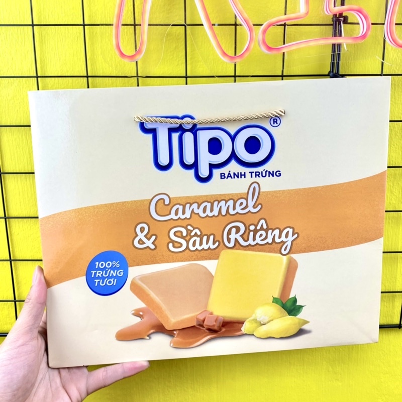 Bánh trứng Tipo mix vị caramel&amp;sầu riêng hộp 350g