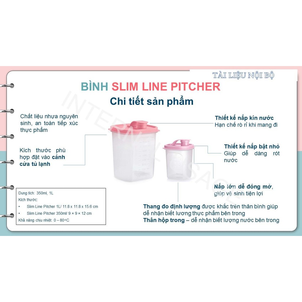 [Mã SRJULY1215 giảm 20K đơn 50K] Bình nước Slim Line Pitcher 350ml/1L Tupperware | BigBuy360 - bigbuy360.vn