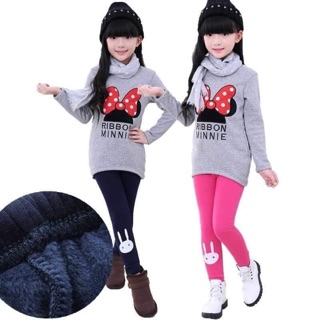 Quần legging cho bé gái lót nỉ ấm áp