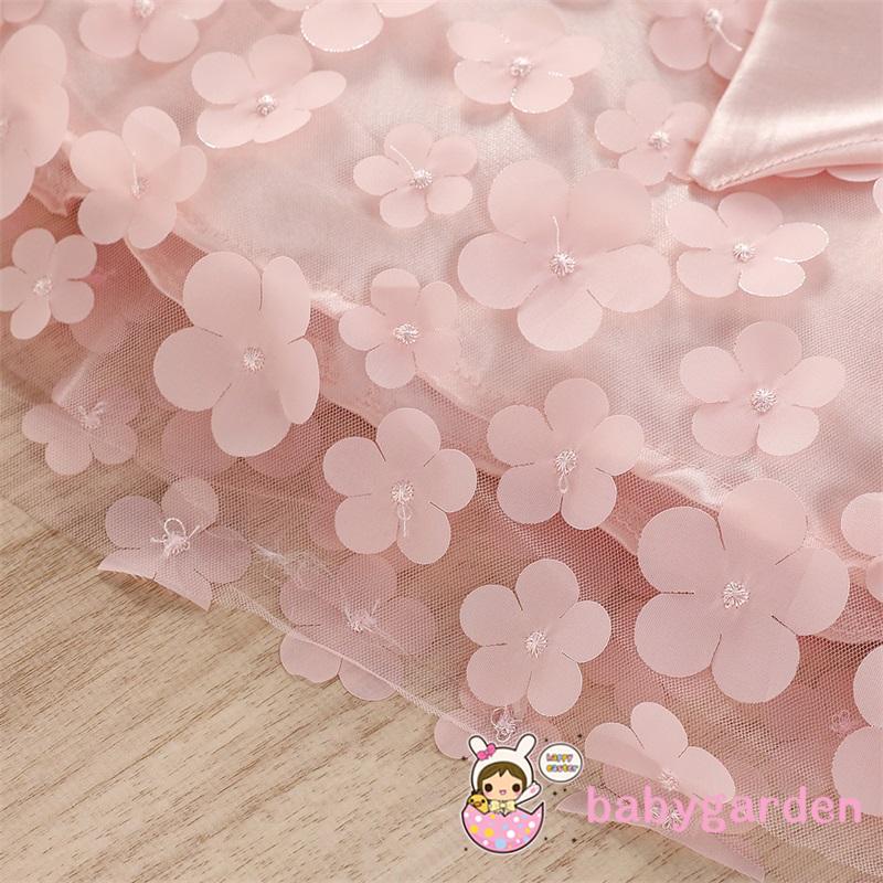 Đầm Lưới Không Tay Màu Trơn In Hoa Xinh Xắn Cho Bé Gái 3 Tháng Tuổi