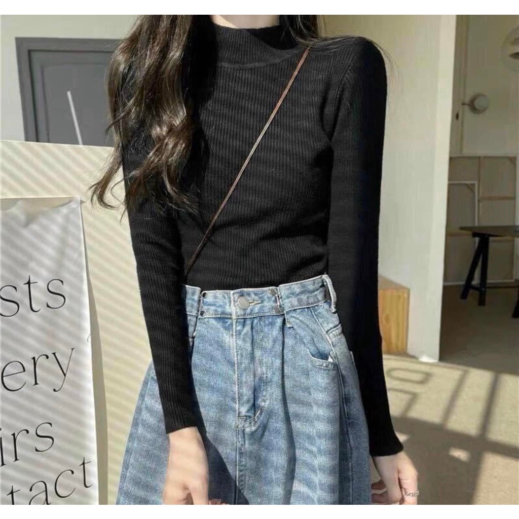 Áo len tăm cổ 3 phân mềm mịn co dãn siêu xinh | BigBuy360 - bigbuy360.vn