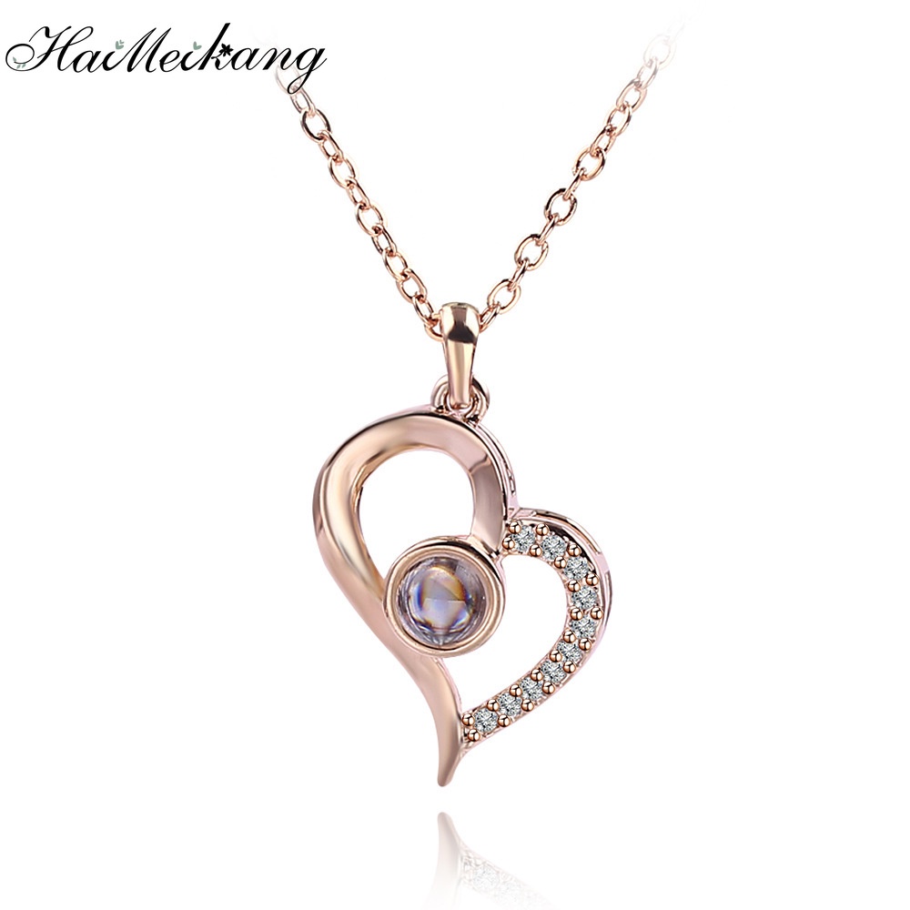 Dây chuyền HAIMEIKANG mặt hình trái tim đính đá thời trang cho cặp đôi