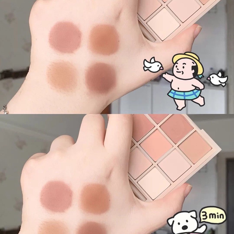 Bảng phấn mắt 9 màu hiệu ứng lì lên màu chuẩn trang điểm thời trang