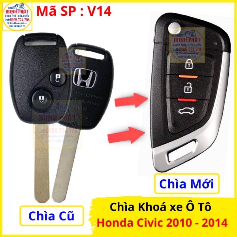 Làm Chìa khoá remote xe Ô tô Honda Civic 2010 đến 2014