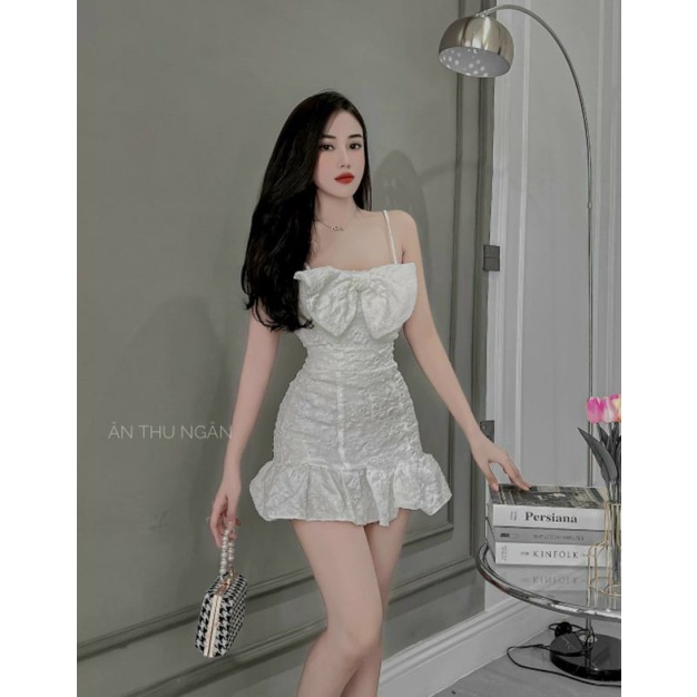GKM_FREESHIP Đầm 2 dây nữ phối nơ ngực phong cách sexy lady quyến rũ tụe tin khoe dáng LUNA DSS