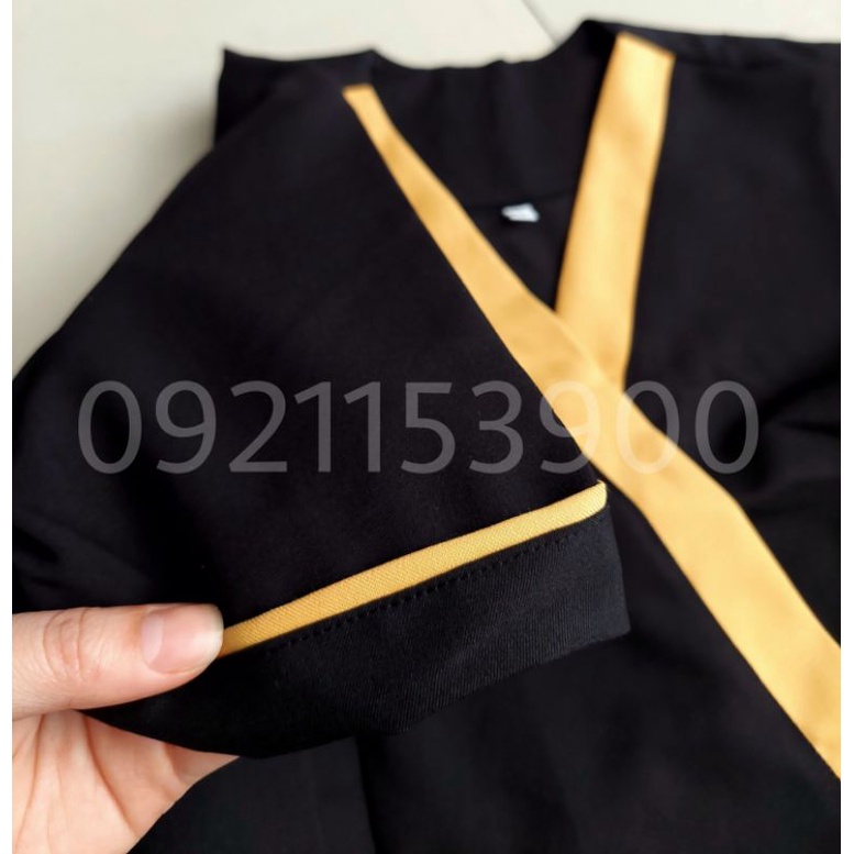 Đồng phục spa màu đen viền vàng