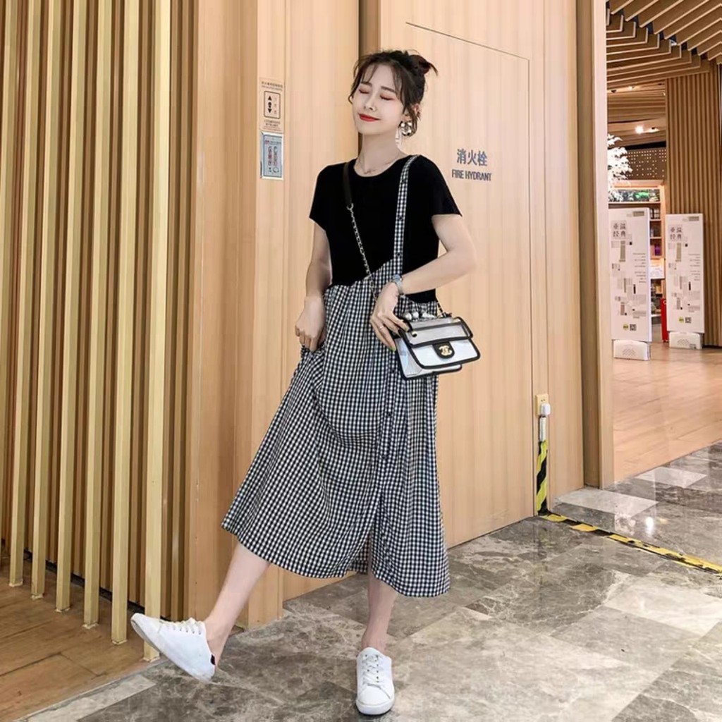 Váy Bầu Đẹp Thiết Kế Mùa Hè Váy Bầu Cotton Pha Kẻ Sọc, mềm mại, thoáng mát