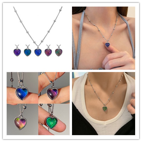 Vòng cổ Mặt Hình Trái Tim Thay Đổi Màu Sắc Theo Nhiệt Độ Đơn Giản Thời Trang Cho Nữ